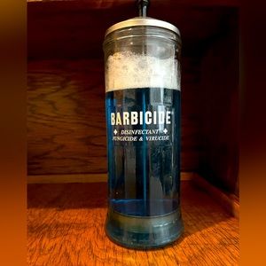 Barbiside Disinfectant Tall Glass Jar Beauty Salon Barber Shop VINTAGE